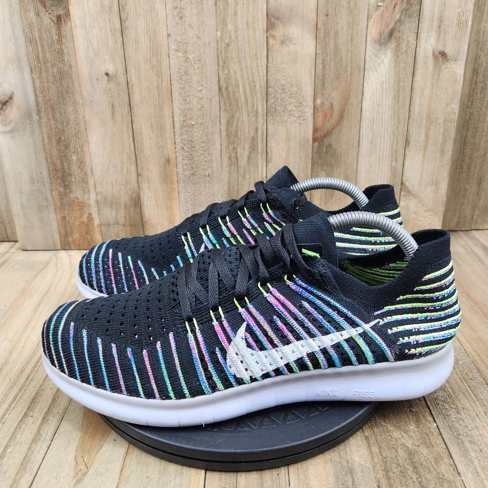 Nike Free RN Flyknit 2016 Mens size 9 Black Multicolor Trainer Shoes 831069-003